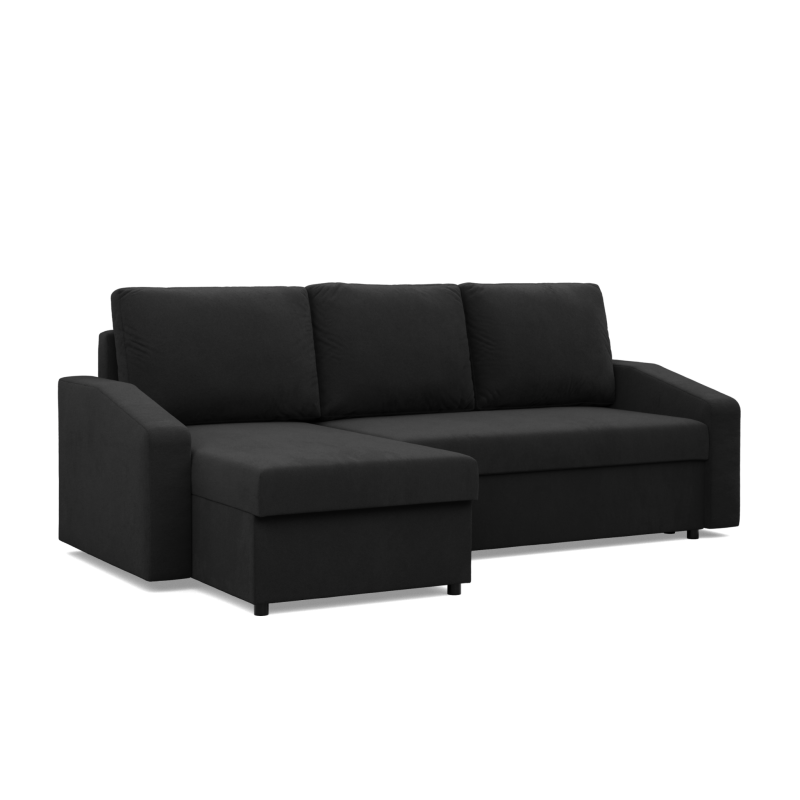 NEO Mikro Ecksofa, Füllung - Schaumstoff, Farbe - SCHWARZ, Armlehnenart - Schräg