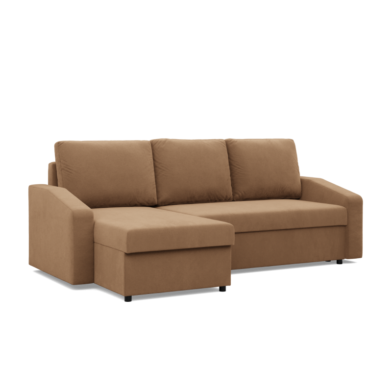 Ecksofa NEO Mikro, Füllung - Schaumstoff, Farbe - CAPPUCCINO, Art der Armlehne - Schräg