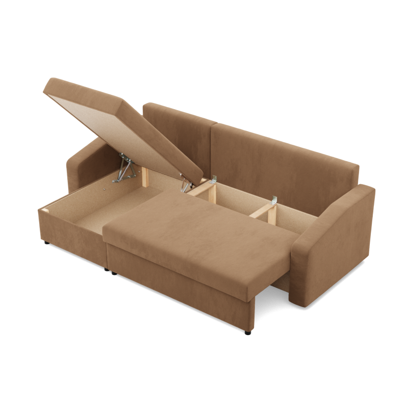 Ecksofa NEO Mikro, Füllung - Schaumstoff, Farbe - CAPPUCCINO, Art der Armlehne - Schräg