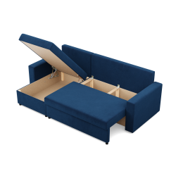 Ecksofa NEO Kronos, Füllung - Federkern, Farbe - BLAU, Armlehnentyp - Gerade