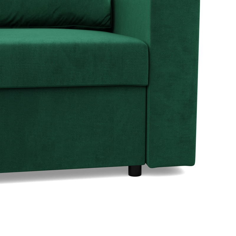 Ecksofa NEO Kronos, Füllung - Federn, Farbe - FLASCHENGRÜN, Art der Armlehne - Einfach