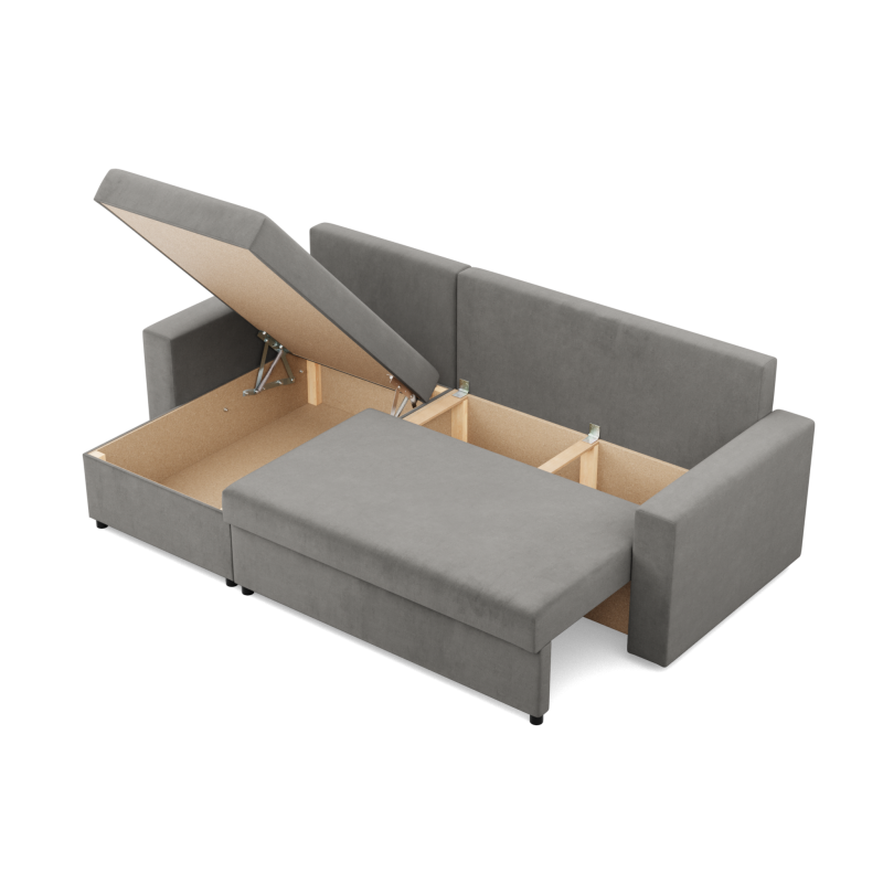 Narożnik NEO Kronos , Wypełnienie - Sprężynowe, Kolor - JASNY SZARY, Rodzaj podłokietnika - Prosty
