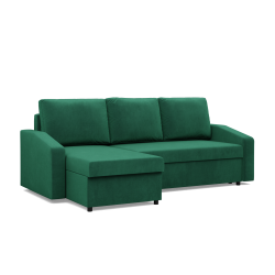 NEO Kronos Corner Sofa, Filling - Spring, Color - BOTTLE GREEN, Type of Armrest - Slanted