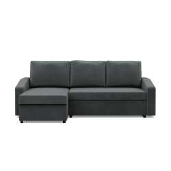 Ecksofa NEO Kronos, Füllung - Federkern, Farbe - DUNKELGRAU, Art der Armlehne - Schräg