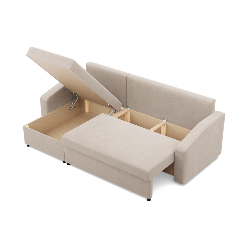 Ecksofa NEO Kronos, Füllung - Federkern, Farbe - BEIGE, Armlehnenart - Schräg