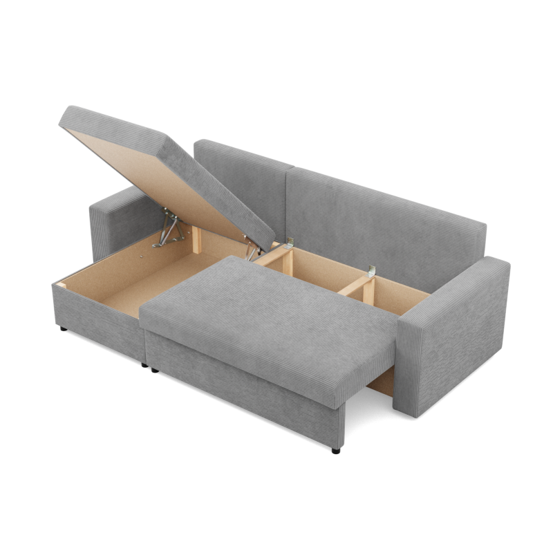 Кутовий диван NEO Poso, Наповнювач - Пружинний, Колір - СІРИЙ, Тип підлокітника - Прямий