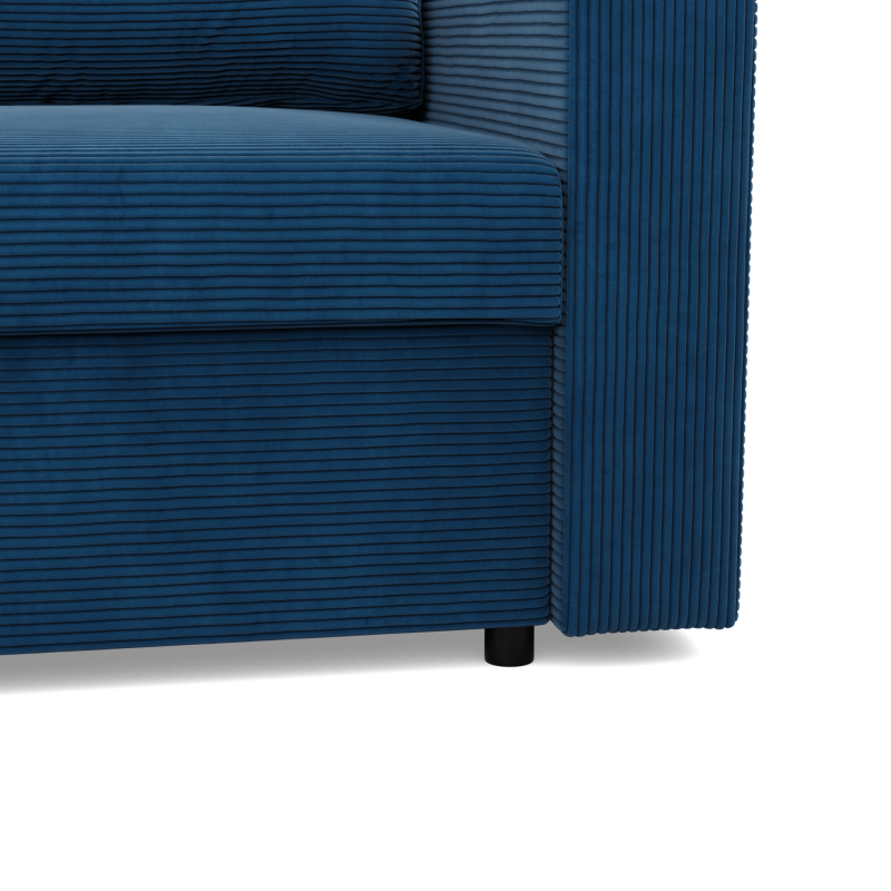 Ecksofa NEO Poso, Füllung - Federkern, Farbe - DUNKELBLAU, Art der Armlehne - Gerade