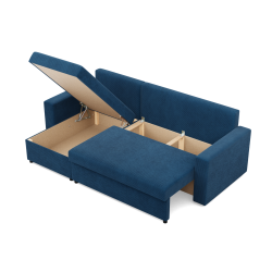 Ecksofa NEO Poso, Füllung - Federkern, Farbe - DUNKELBLAU, Art der Armlehne - Gerade