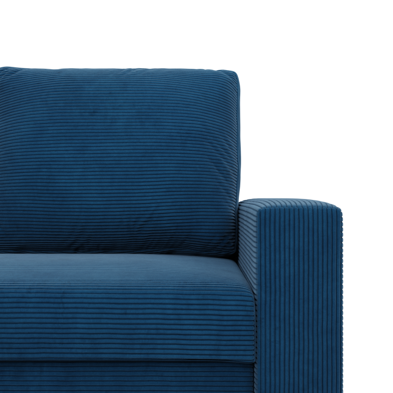 Ecksofa NEO Poso, Füllung - Federkern, Farbe - DUNKELBLAU, Art der Armlehne - Gerade