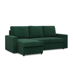 NEO Poso Corner Sofa, Filling - Spring, Color - BOTTLE GREEN, Type of Armrest - Straight