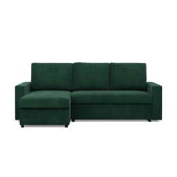 Ecksofa NEO Poso, Füllung - Federkern, Farbe - FLASCHENGRÜN, Art der Armlehne - Einfach