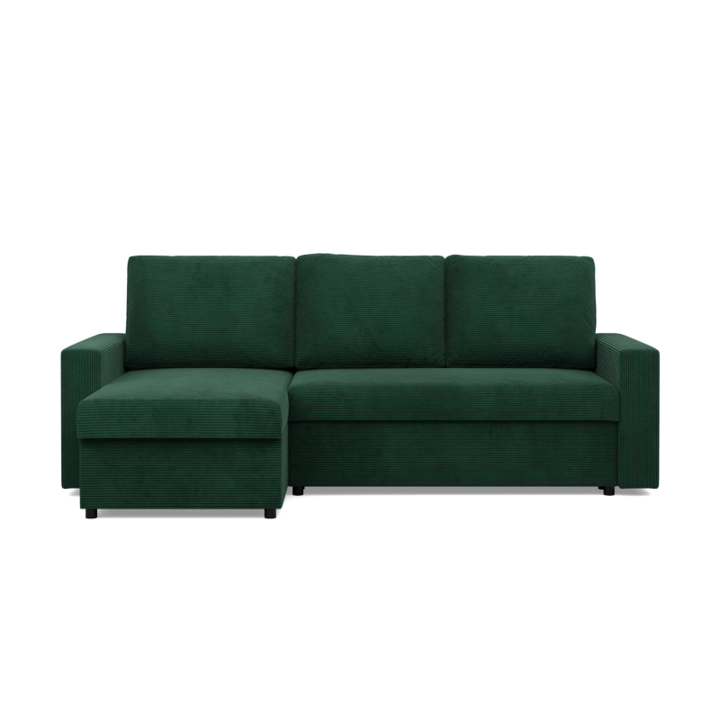 Ecksofa NEO Poso, Füllung - Federkern, Farbe - FLASCHENGRÜN, Art der Armlehne - Einfach