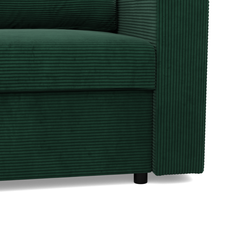 Ecksofa NEO Poso, Füllung - Federkern, Farbe - FLASCHENGRÜN, Art der Armlehne - Einfach