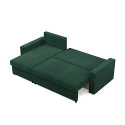 Ecksofa NEO Poso, Füllung - Federkern, Farbe - FLASCHENGRÜN, Art der Armlehne - Einfach