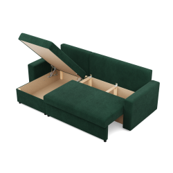 Ecksofa NEO Poso, Füllung - Federkern, Farbe - FLASCHENGRÜN, Art der Armlehne - Einfach