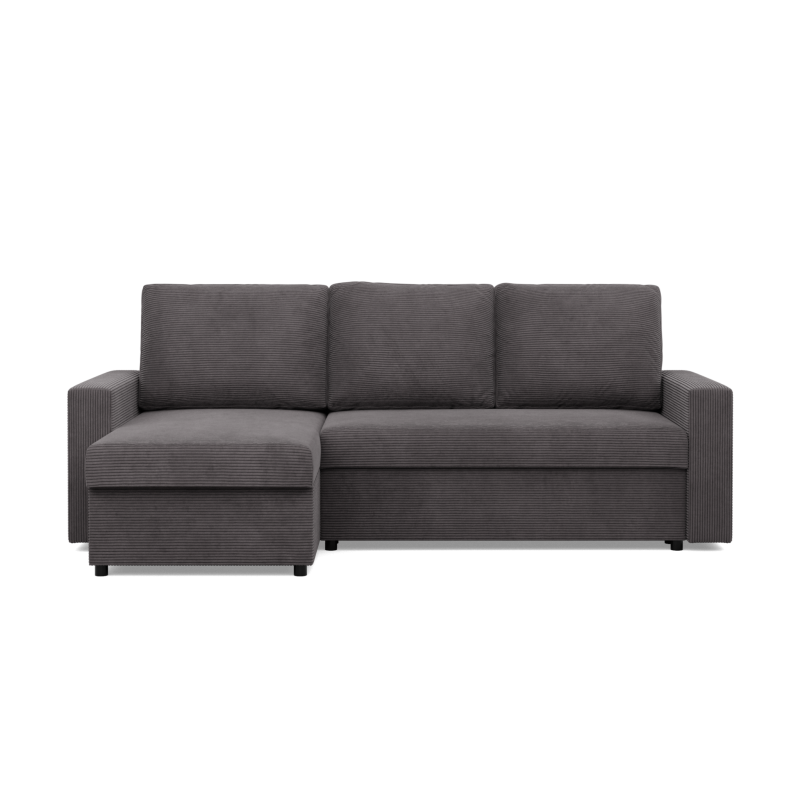 Ecksofa NEO Poso, Füllung - Federung, Farbe - DUNKELGRAU, Art der Armlehne - Einfach