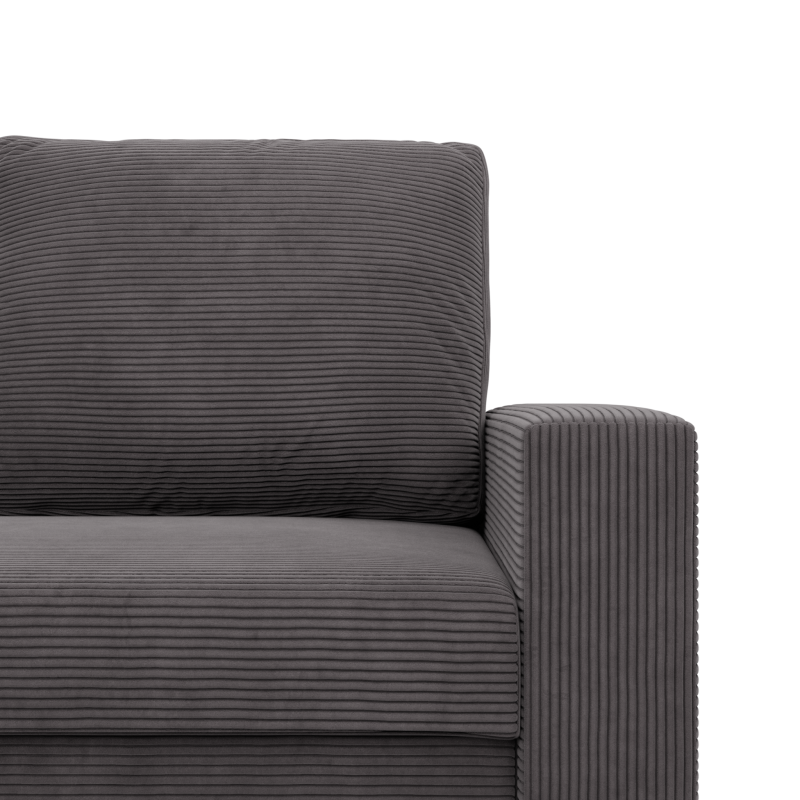 Ecksofa NEO Poso, Füllung - Federung, Farbe - DUNKELGRAU, Art der Armlehne - Einfach