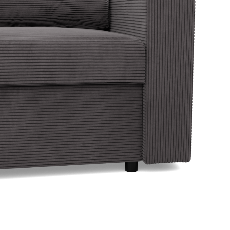 Кутовий диван NEO Poso, Наповнення - Пружинне, Колір - ТЕМНО-СІРИЙ, Тип підлокітника - Прямий