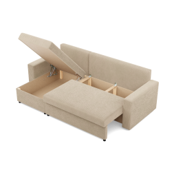 Ecksofa NEO Poso, Füllung - Federkern, Farbe - BEIGE, Art der Armlehne - Einfach