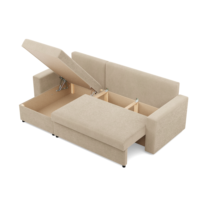 Ecksofa NEO Poso, Füllung - Federkern, Farbe - BEIGE, Art der Armlehne - Einfach