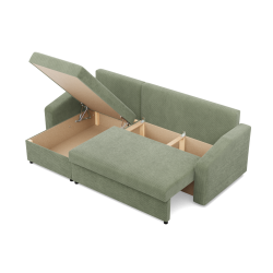 Ecksofa NEO Poso, Polsterung - Federkern, Farbe - HELLGRÜN, Art der Armlehne - Schräg