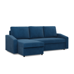 NEO Poso Corner Sofa, Filling - Spring, Color - NAVY BLUE, Type of Armrest - Slanted