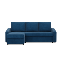 Ecksofa NEO Poso, Polsterung - Federung, Farbe - MARINEBLAU, Art der Armlehne - Schräg