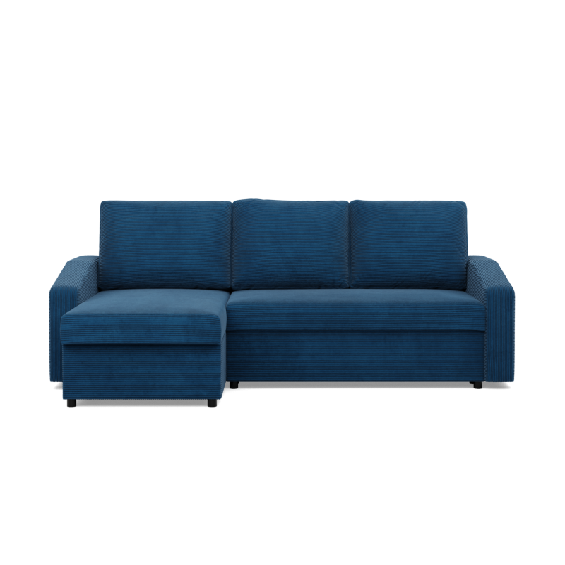 Ecksofa NEO Poso, Polsterung - Federung, Farbe - MARINEBLAU, Art der Armlehne - Schräg