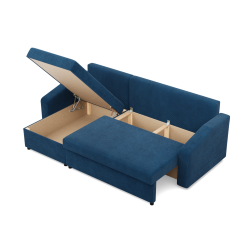 Ecksofa NEO Poso, Polsterung - Federung, Farbe - MARINEBLAU, Art der Armlehne - Schräg