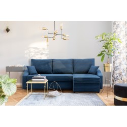 Ecksofa NEO Poso, Polsterung - Federung, Farbe - MARINEBLAU, Art der Armlehne - Schräg