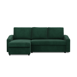 Ecksofa NEO Poso, Polsterung - Federkern, Farbe - FLASCHENGRÜN, Art der Armlehne - Schräg