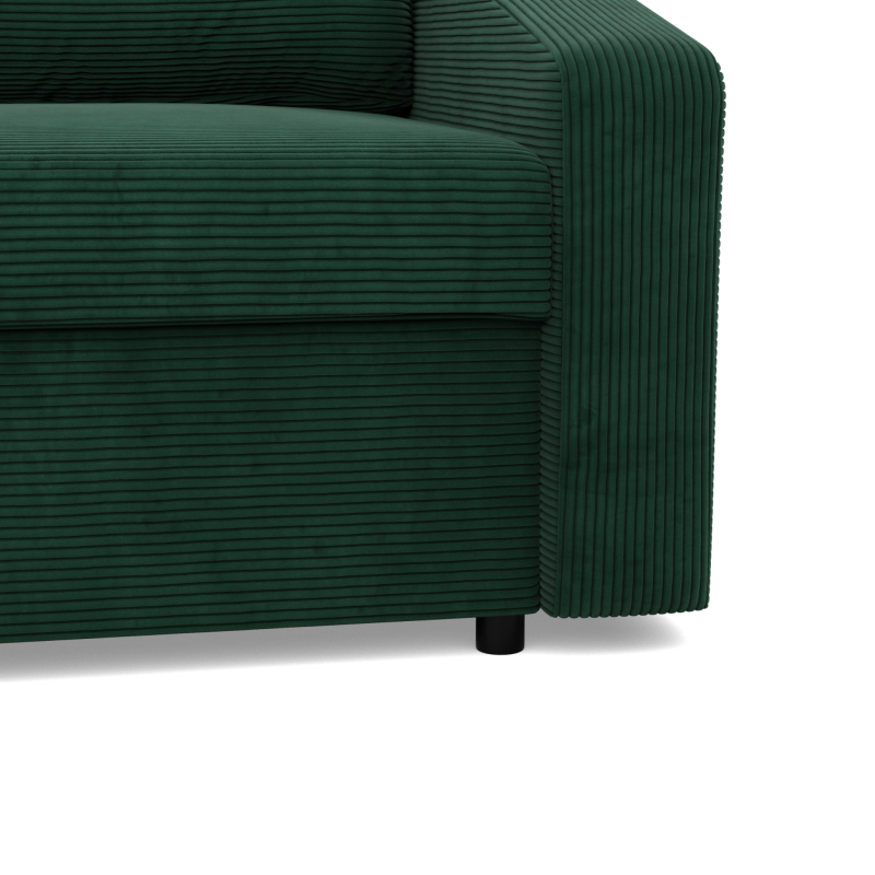 Ecksofa NEO Poso, Polsterung - Federkern, Farbe - FLASCHENGRÜN, Art der Armlehne - Schräg