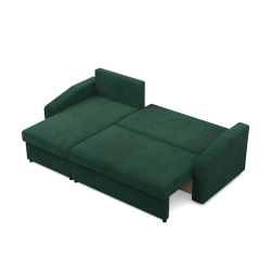 Ecksofa NEO Poso, Polsterung - Federkern, Farbe - FLASCHENGRÜN, Art der Armlehne - Schräg