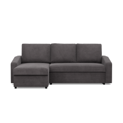 Ecksofa NEO Poso, Füllung - Federkern, Farbe - DUNKELGRAU, Armlehnenart - Schräg