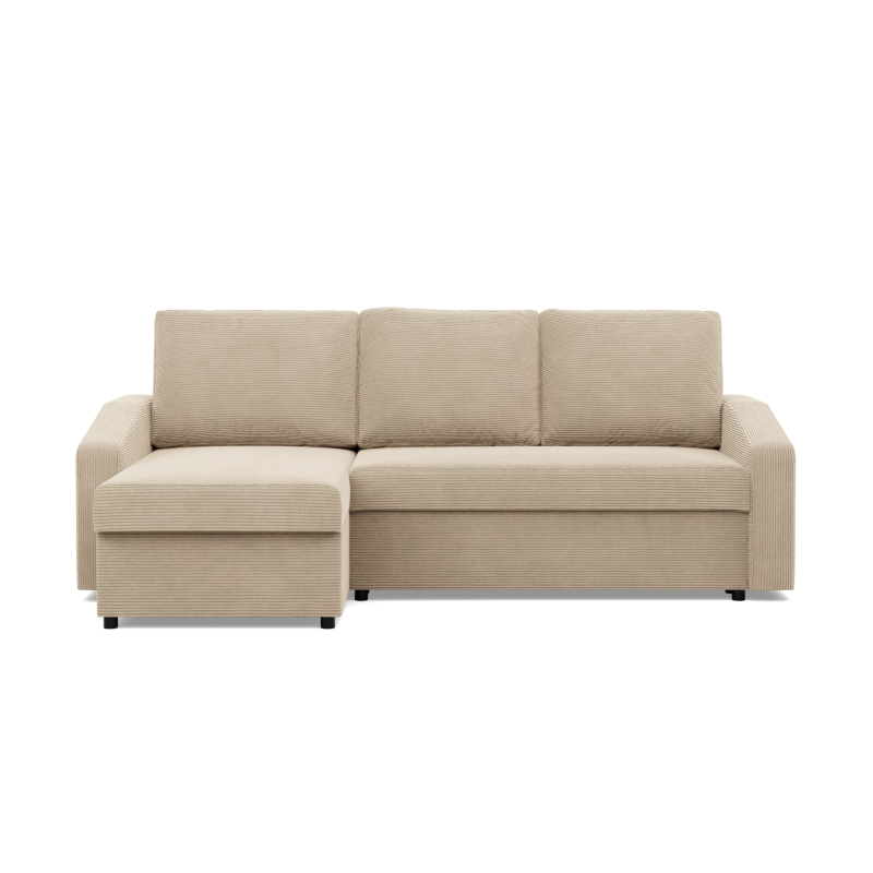 Ecksofa NEO Poso, Füllung - Federkern, Farbe - BEIGE, Art der Armlehne - Schräg