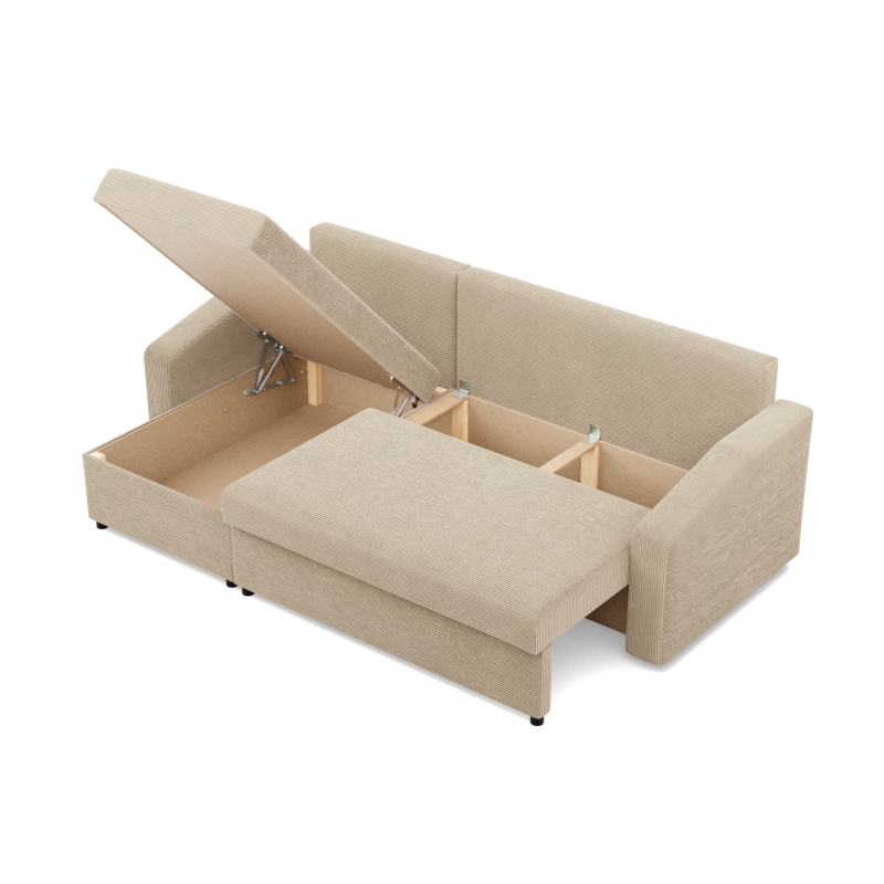 Ecksofa NEO Poso, Füllung - Federkern, Farbe - BEIGE, Art der Armlehne - Schräg