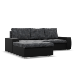 Ecksofa Aurora, Seite - LINKS, Farbe - GRAU + SCHWARZ