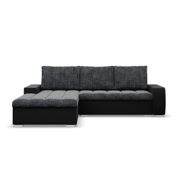 Ecksofa Aurora, Seite - LINKS, Farbe - GRAU + SCHWARZ