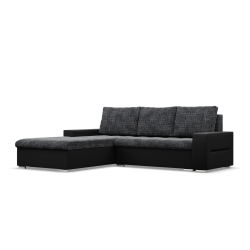 Ecksofa Aurora, Seite - LINKS, Farbe - GRAU + SCHWARZ