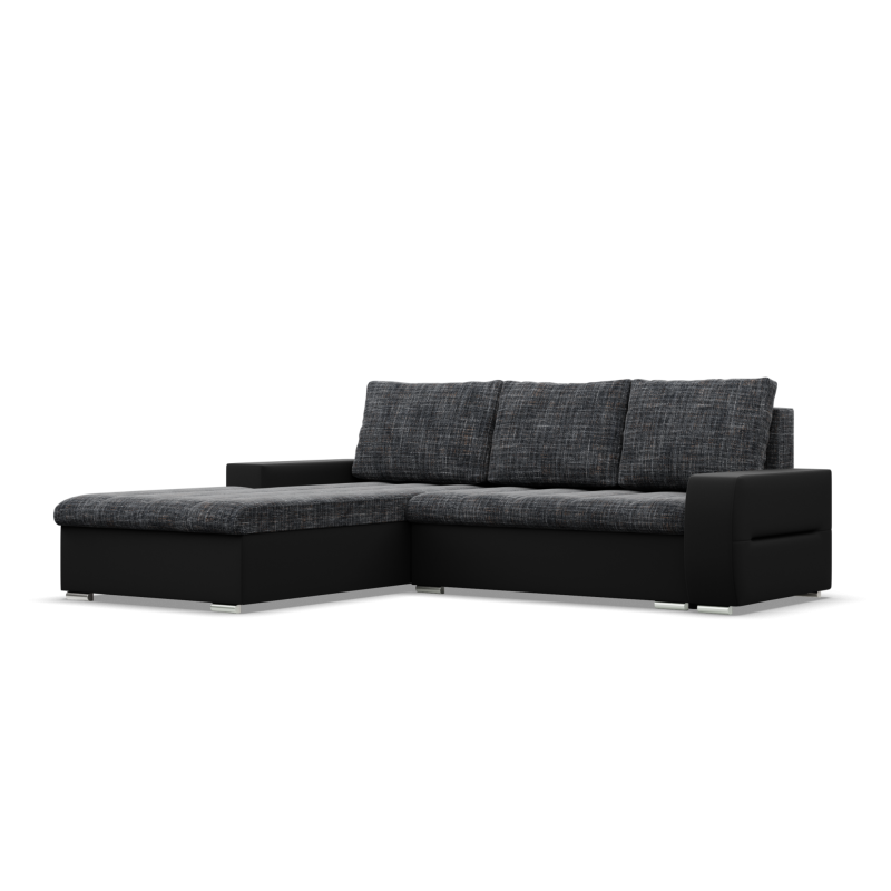 Ecksofa Aurora, Seite - LINKS, Farbe - GRAU + SCHWARZ