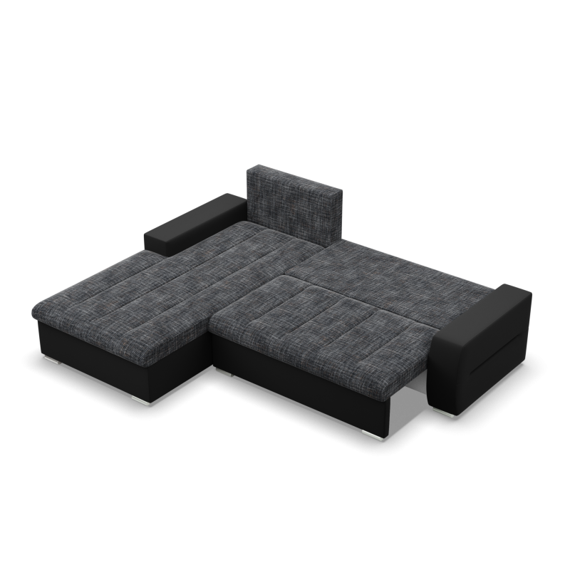 Ecksofa Aurora, Seite - LINKS, Farbe - GRAU + SCHWARZ