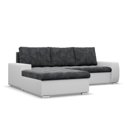 Ecksofa Aurora, Seite - LINKS, Farbe - GRAU + WEISS