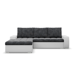 Ecksofa Aurora, Seite - LINKS, Farbe - GRAU + WEISS