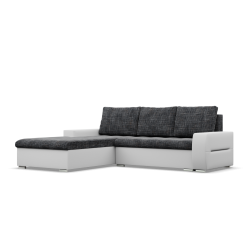 Ecksofa Aurora, Seite - LINKS, Farbe - GRAU + WEISS