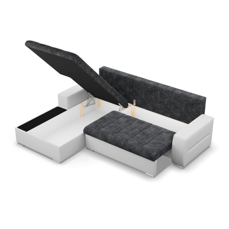 Ecksofa Aurora, Seite - LINKS, Farbe - GRAU + WEISS