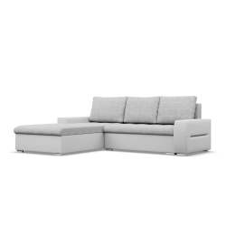 Ecksofa Aurora, Seite - LINKS, Farbe - GRAU + WEISS