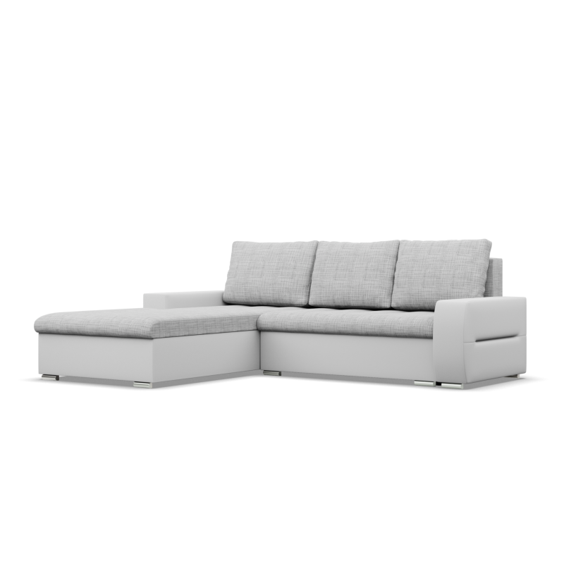 Ecksofa Aurora, Seite - LINKS, Farbe - GRAU + WEISS