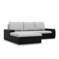 Ecksofa Aurora, Seite - LINKS, Farbe - GRAU + SCHWARZ