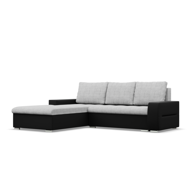 Aurora Corner Sofa, Side - LEFT, Color - GRAY + BLACK