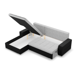 Ecksofa Aurora, Seite - LINKS, Farbe - GRAU + SCHWARZ